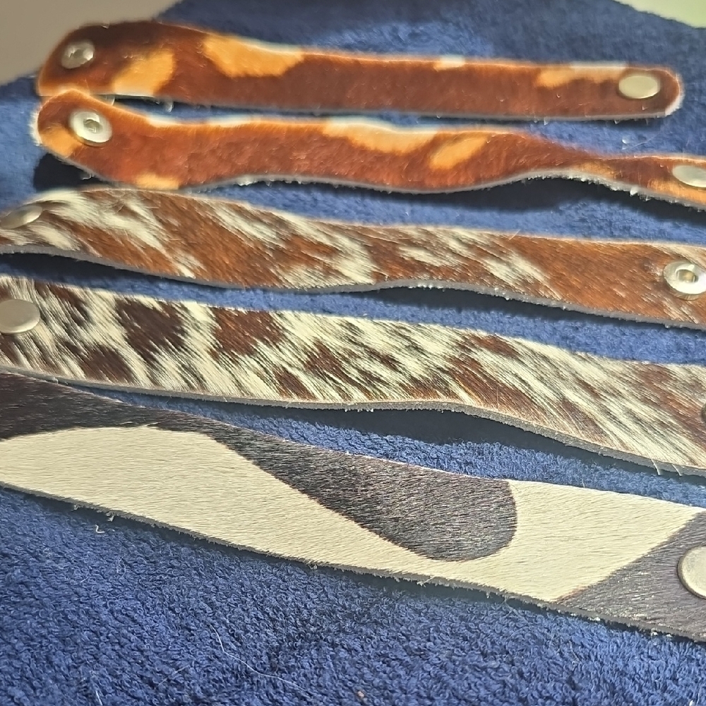 Brown and White Cow Leather Bracelets